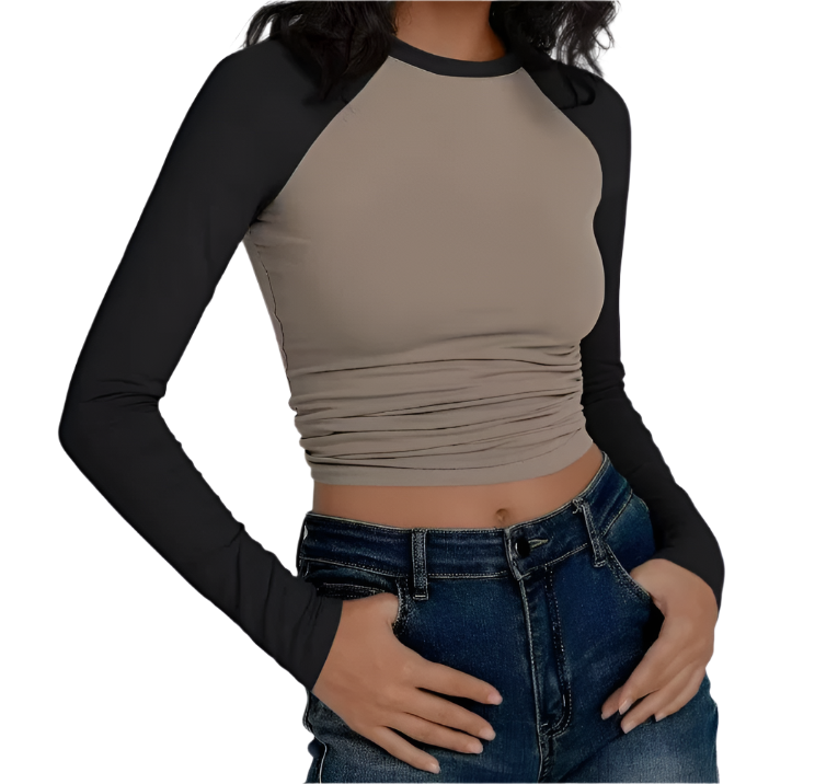 Women's Long Sleeve Slim-Fit T Shirt - B7 -T-TS - 709