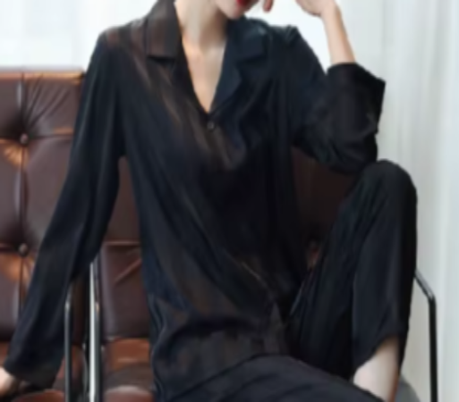Women’s Luxury Soft Ice Silk Long Sleeve Comfortable PAJAMAS – PJS-14