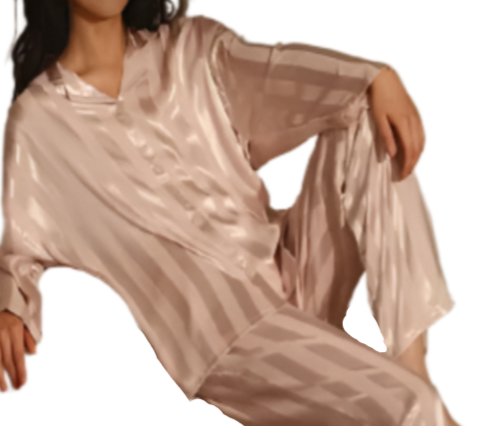 Women’s Luxury Soft Ice Silk Long Sleeve Comfortable PAJAMAS – PJS-14
