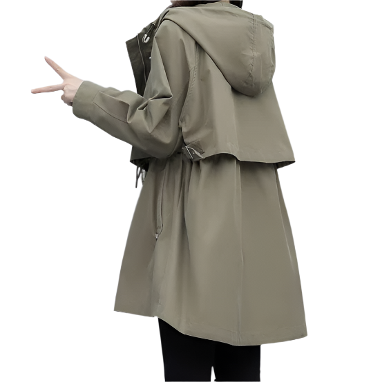 Women's Mid-length Hooded Zip Front Close Trench Coats - SM-9 - JKT -04