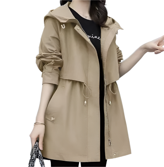 Women's Mid-length Hooded Zip Front Close Trench Coats - SM-9 - JKT -04