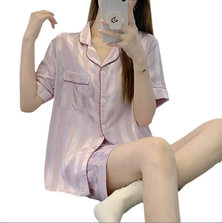 Women's Luxury Comfy Plaid Shorts Silk PAJAMAS-PJS-05