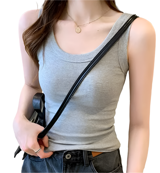 Women's Ribbed Vest Top Tank Top -B2-BL-1012
