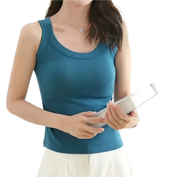 Women's Ribbed Vest Top Tank Top -B2-BL-1012