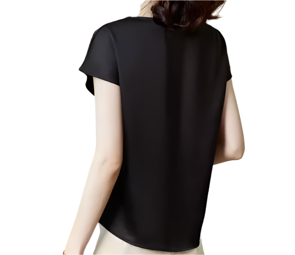 Timeless Women's Stain Silk Small to Plus Size O-neck Short Sleeve SHIRT-BL138