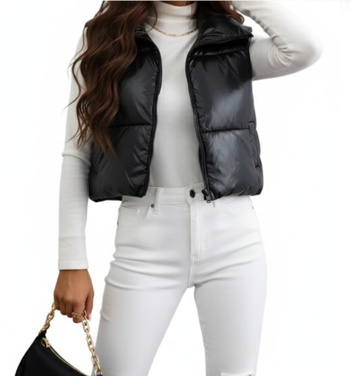 BPARAS-Women’s Stand Warp Around Collar Sleeveless Padded Vest -JKT-22