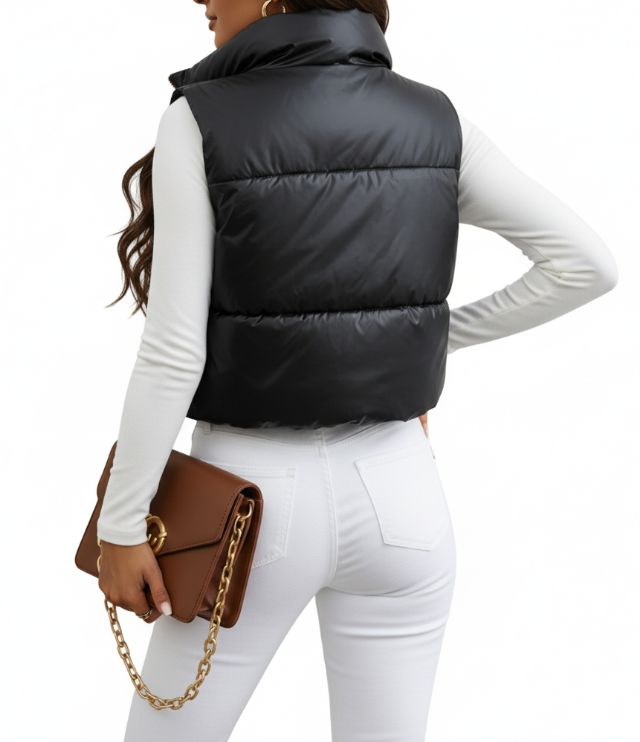 BPARAS-Women’s Stand Warp Around Collar Sleeveless Padded Vest -JKT-22