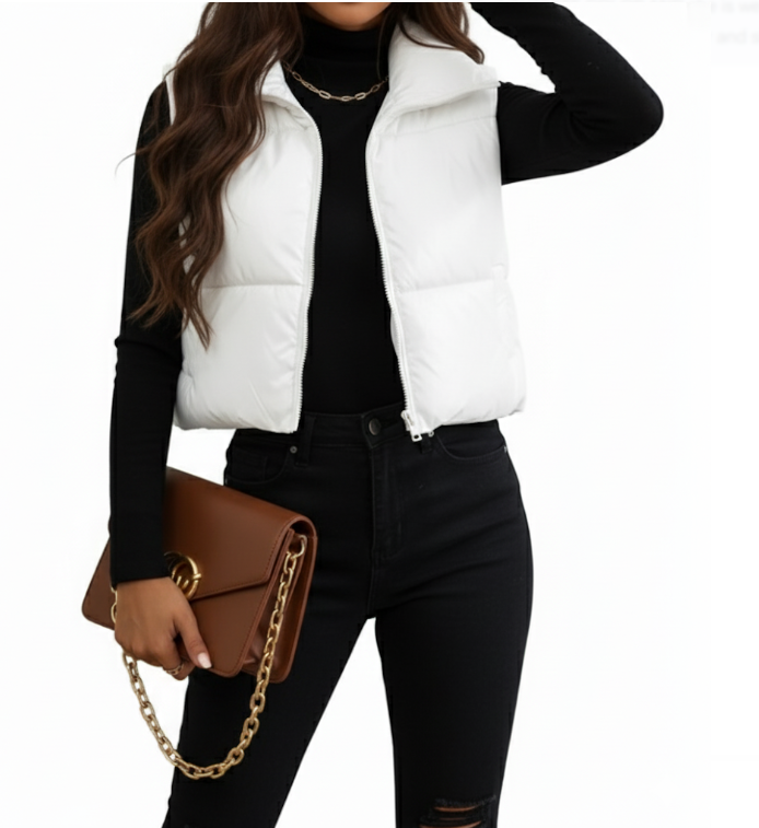 BPARAS-Women’s Stand Warp Around Collar Sleeveless Padded Vest -JKT-22