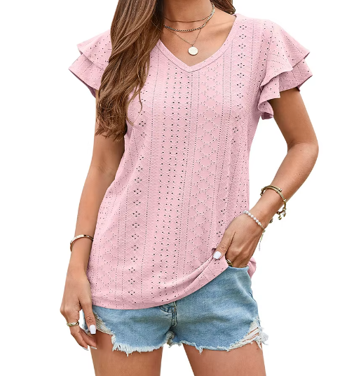 WOMEN’S Trendy V-neck Top SHIRT-BL124