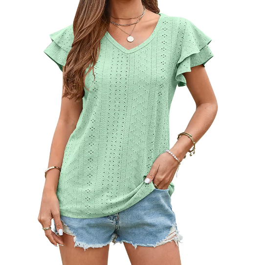 WOMEN’S Trendy V-neck Top SHIRT-BL124
