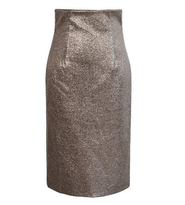 Women's Trendy & Timeless Elegant Metallic Sequin PU Slit Wrap Hip Skirt - B4-SKT-21