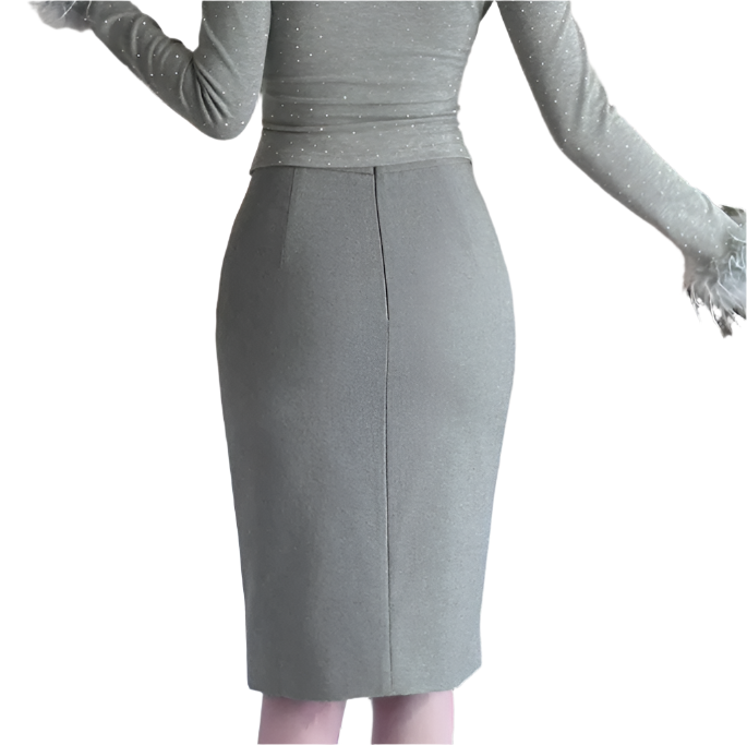 Women's Trendy & Timeless Vintage Front Split Business Pencil Skirt B4-SKT-20