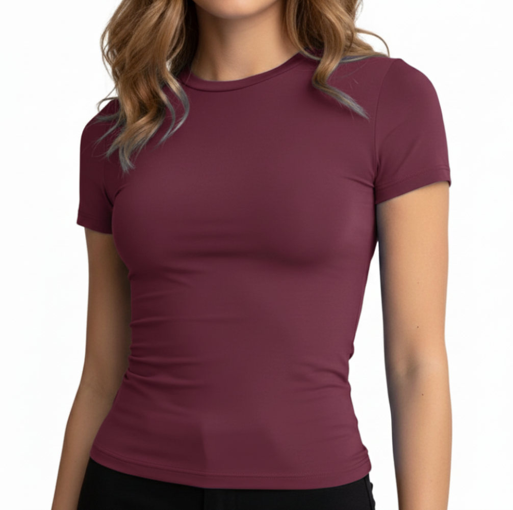 Timeless Short Sleeve Comfy Stretchy Cool T-Shirt for Women - B2-BL-1017-A