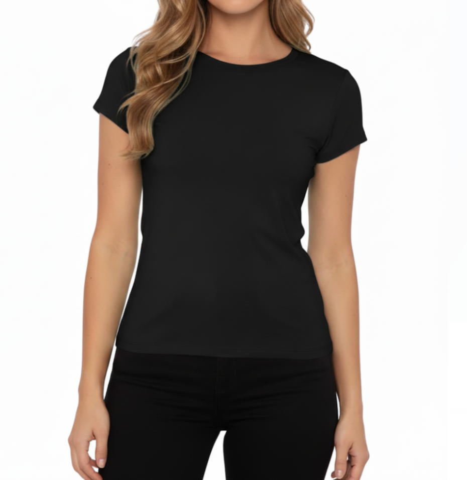 Timeless Short Sleeve Comfy Stretchy Cool T-Shirt for Women - B2-BL-1017-A