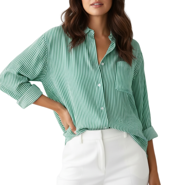 Classy & Timeless Stripped Long Sleeve Versatile Shirt for Women - SM8-TOP-66