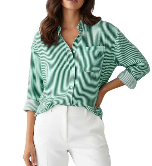 Classy & Timeless Stripped Long Sleeve Versatile Shirt for Women - SM8-TOP-66