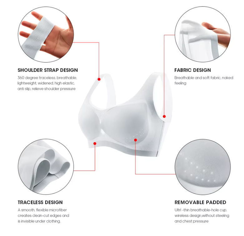 Pack of 2 - Comfortable High Quality Seamless Traceless One-piece Laser Cut Wireless Comfy Ice Silk Ultra Thin - B2-UG-BRA-039