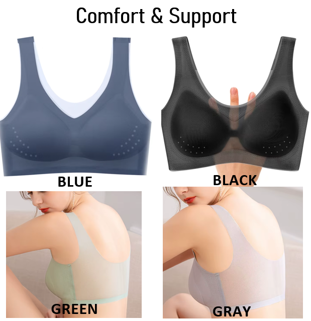 Pack of 2 - Comfortable High Quality Seamless Traceless One-piece Laser Cut Wireless Comfy Ice Silk Ultra Thin - B2-UG-BRA-039