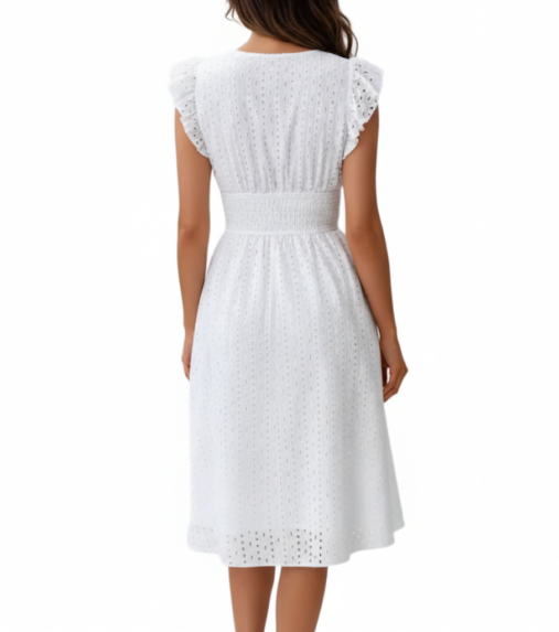 Elegant and Trendy Embroidered Cotton V-neck Summer DRESS-B05