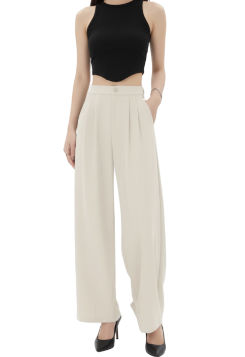 Drape Loose Casual Wide Leg Straight Suit Pants - PANTS-DP-06
