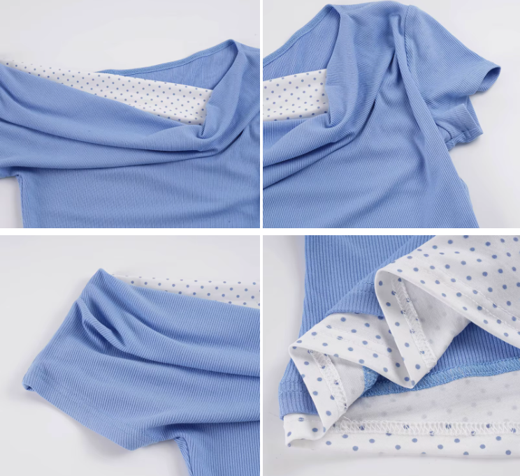 Timeless & Elegant Short Sleeve Faux Double Layer Blouses for Women - BP-B20 -TOP-11