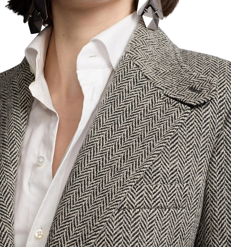 Timeless & Elegant Tweed Fabric Lapel Blazer - B4-BLZ-09