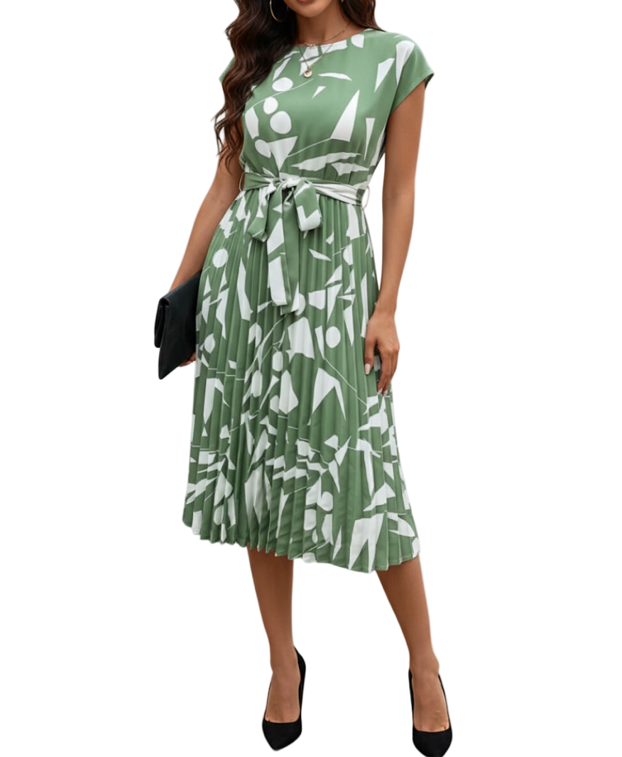 Socialite Temperament Short Sleeve Vintage Digital Print DRESS-B105