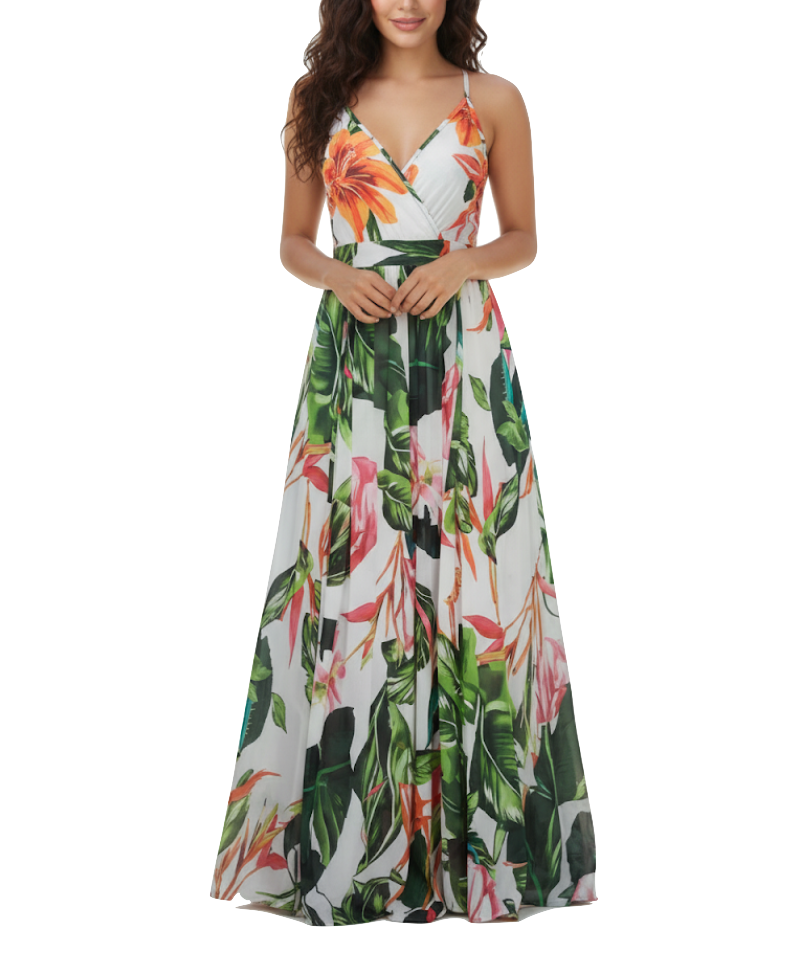 Trendy Summer Sleeveless Floral Long DRESS-B42