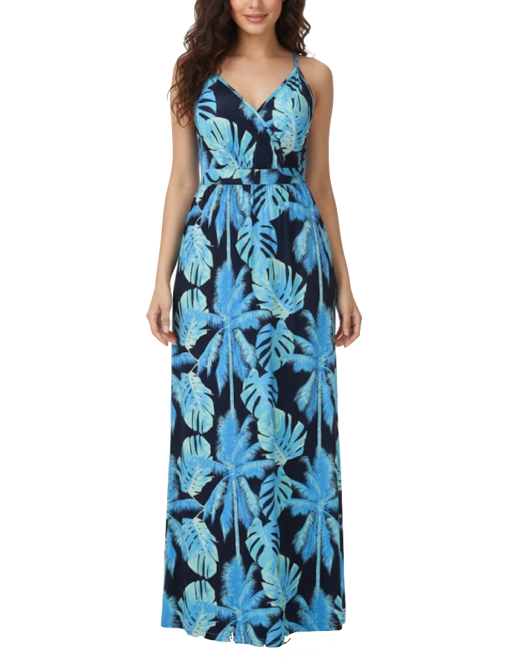 Trendy Summer Sleeveless Floral Long DRESS-B42