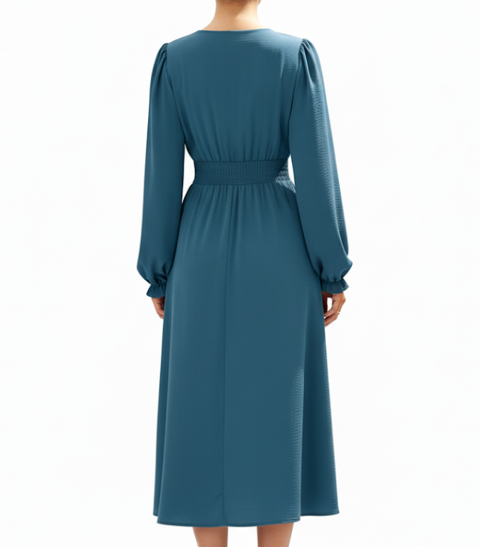 Trendy & Elegant V-neck Long Sleeve DRESS-B104