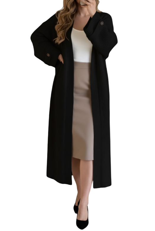 Trendy & Timeless High-class V-neck Soft Skin Friendly Knitted Cardigan Loose Knee Length Sweater Coat - B6-JKT-600