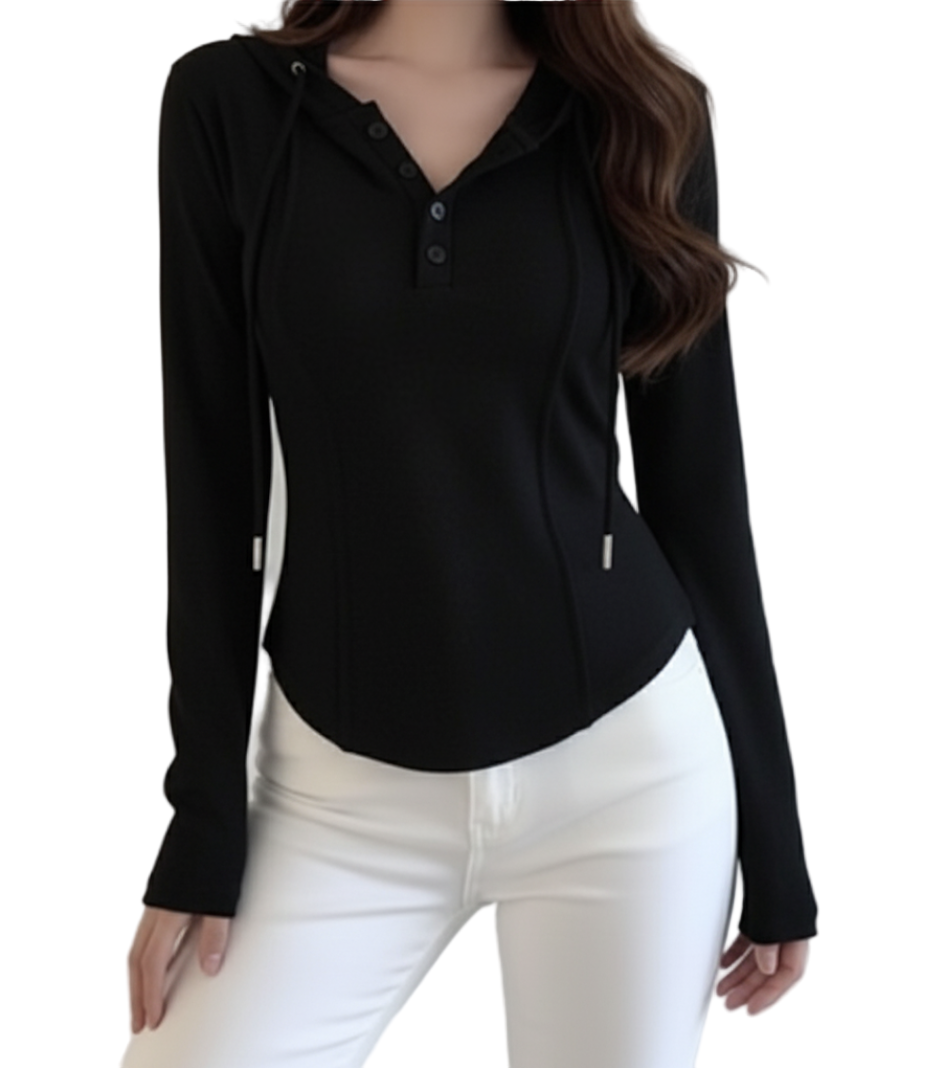 Trendy & Timeless Long Sleeve Slim-Waist Hooded Tops for Women - SM-9 -TOP -27