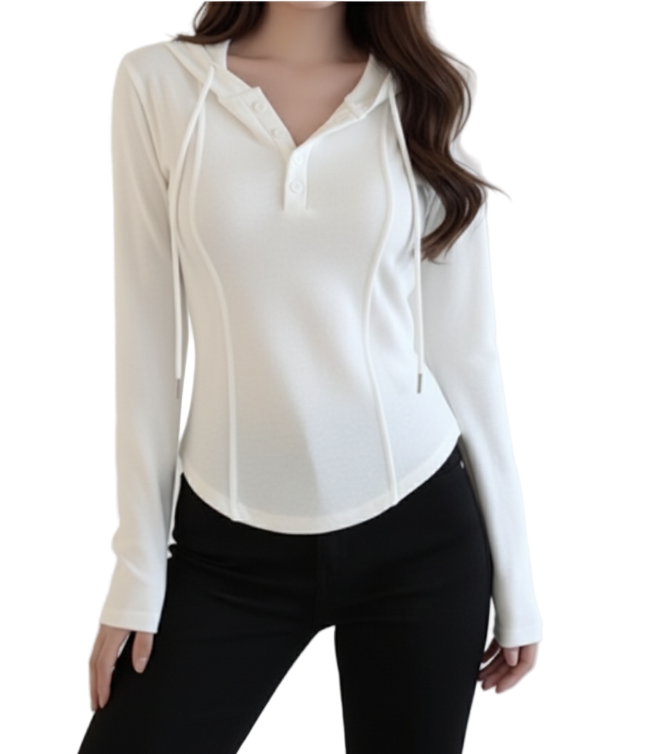 Trendy & Timeless Long Sleeve Slim-Waist Hooded Tops for Women - SM-9 -TOP -27