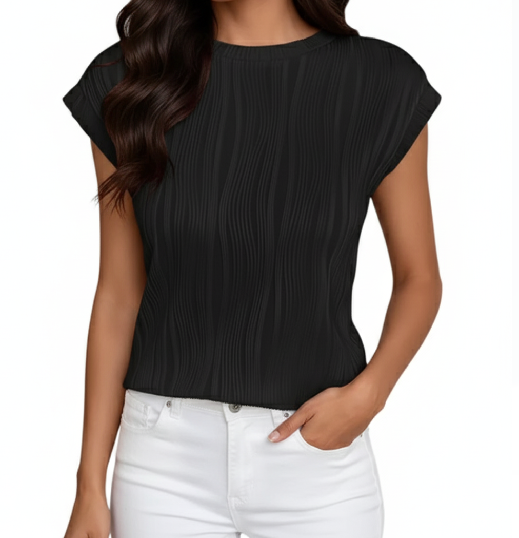 Trendy & Timeless Round Neck Short Sleeved Women's TOP-B1-BL-236