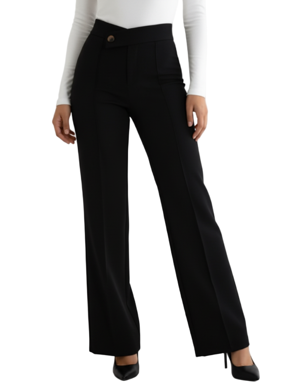 Women's Classy Wide Leg High Waist Dress Pants - PANTS-DP-02