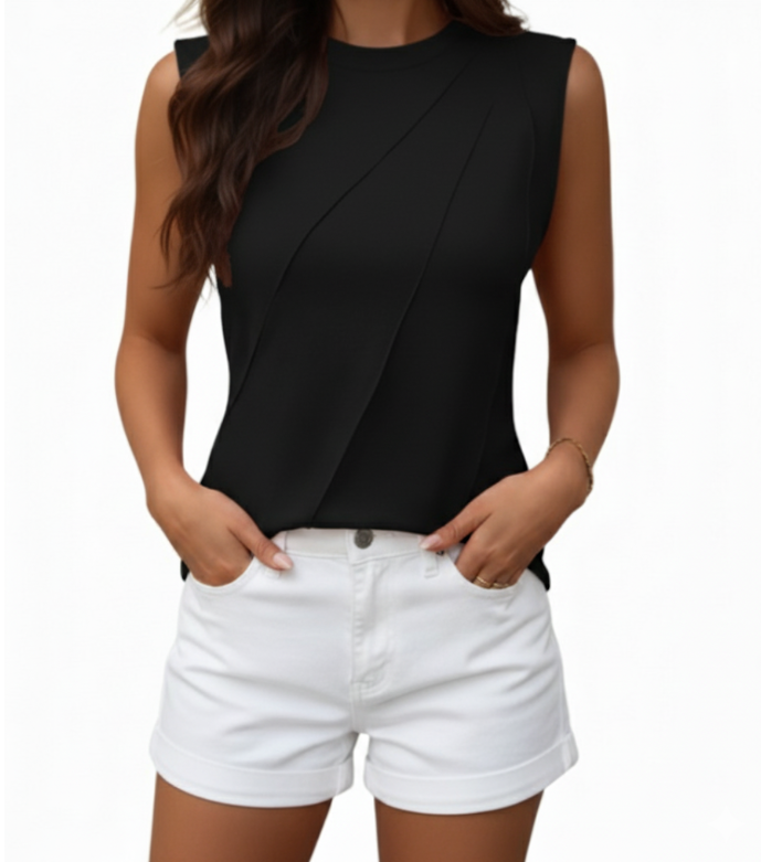 Women’s Sleeveless Round Neck Top SHIRT-BL118