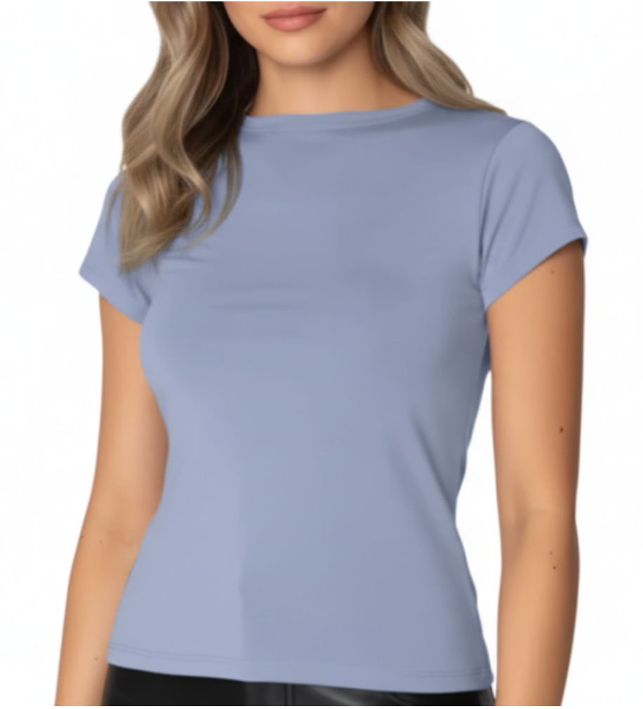 Timeless Short Sleeve Comfy Stretchy Cool T-Shirt for Women - B2-BL-1017-A