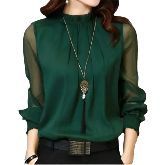 Trendy & Timeless Chiffon Long Sleeve O-neck Shirt for Women – BL76