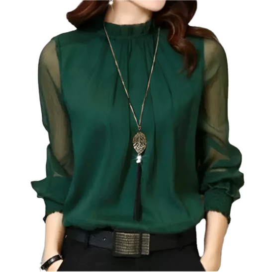 Trendy & Timeless Chiffon Long Sleeve O-neck Shirt for Women – BL76