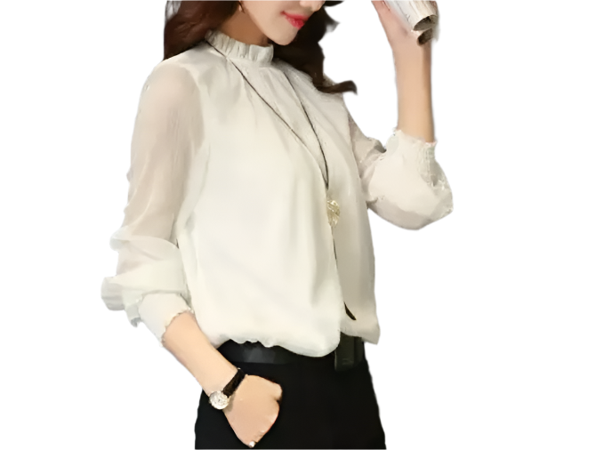 Trendy & Timeless Chiffon Long Sleeve O-neck Shirt for Women – BL76