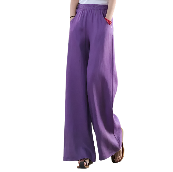 Women’s Trendy Summer Cotton Linen Loose Fit Trousers Pants JEANS-JP-17