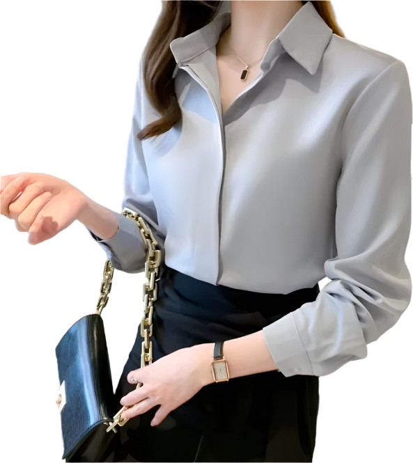 Classy & Timeless Silk Long Sleeve Collar Shirt for Women – BL60