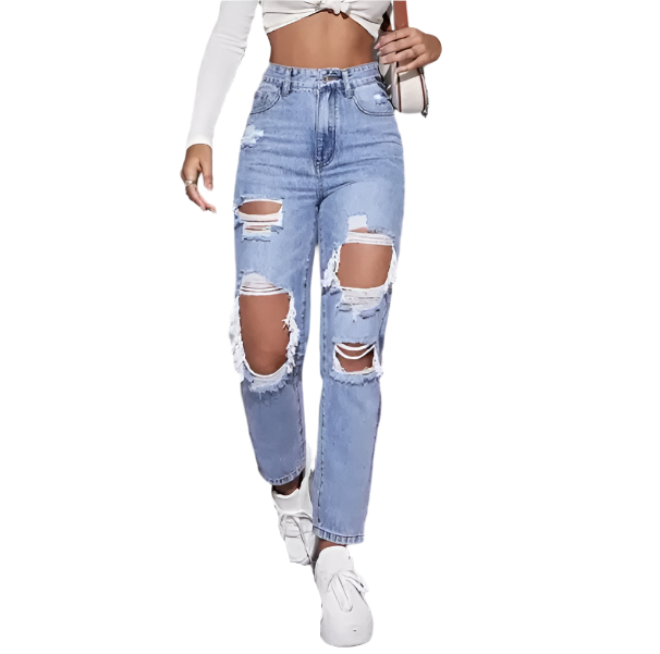 Women’s Ripped Distressed High Waist JEANS-JP-12