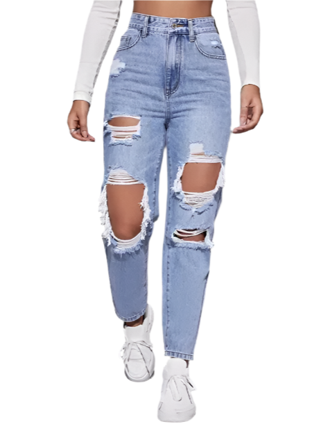 Women’s Ripped Distressed High Waist JEANS-JP-12