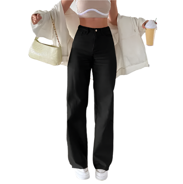 Women’s Trendy and Timeless High Waist Straight Leg Denim Cargo JEANS-JP-15