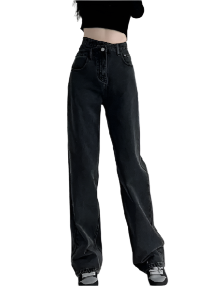 Women’s Trendy & Timeless High-Waist Angled Button Closure Denim JEANS-JP-18