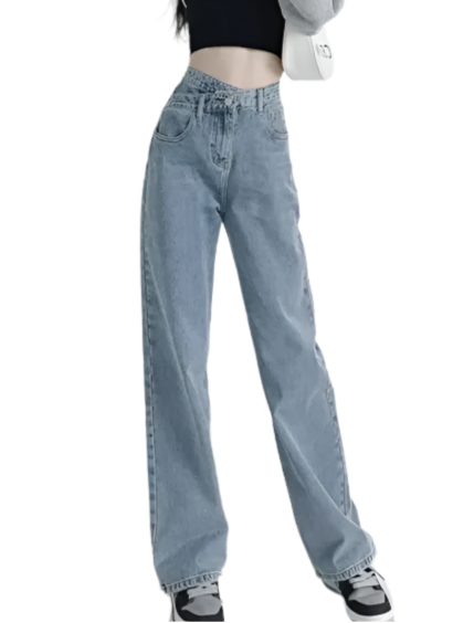 Women’s Trendy & Timeless High-Waist Angled Button Closure Denim JEANS-JP-18