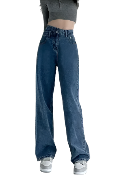 Women’s Trendy & Timeless High-Waist Angled Button Closure Denim JEANS-JP-18