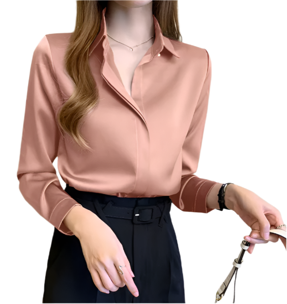 Classy & Timeless Silk Long Sleeve Collar Shirt for Women – BL60