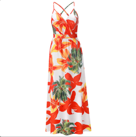 Trendy Summer Sleeveless Floral Long DRESS-B42